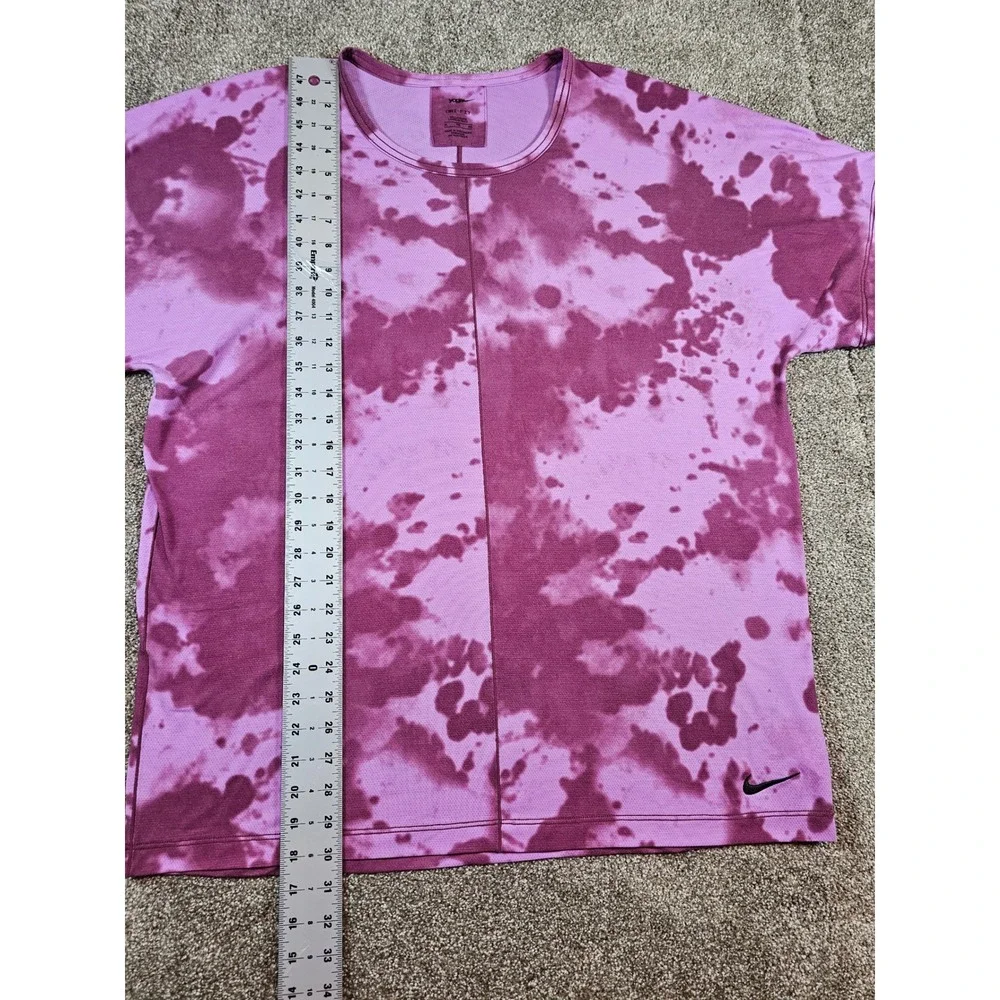 Nike Yoga Dri-FIT Tie Dye Purple Cloud Wash T-Shirt Womens XL Tall CZ9186-507